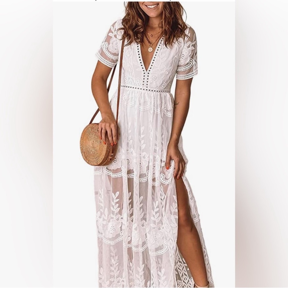 E’Leter White Lace Romper sz Small